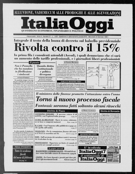 Italia oggi : quotidiano di economia finanza e politica